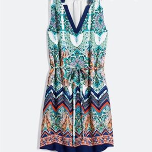 Renee C. Blue and Orange Sleeveless V-Neck Sundress